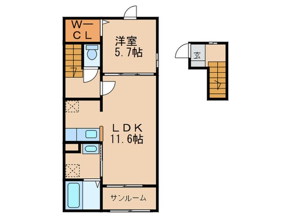 プリムヴェールBの物件間取画像